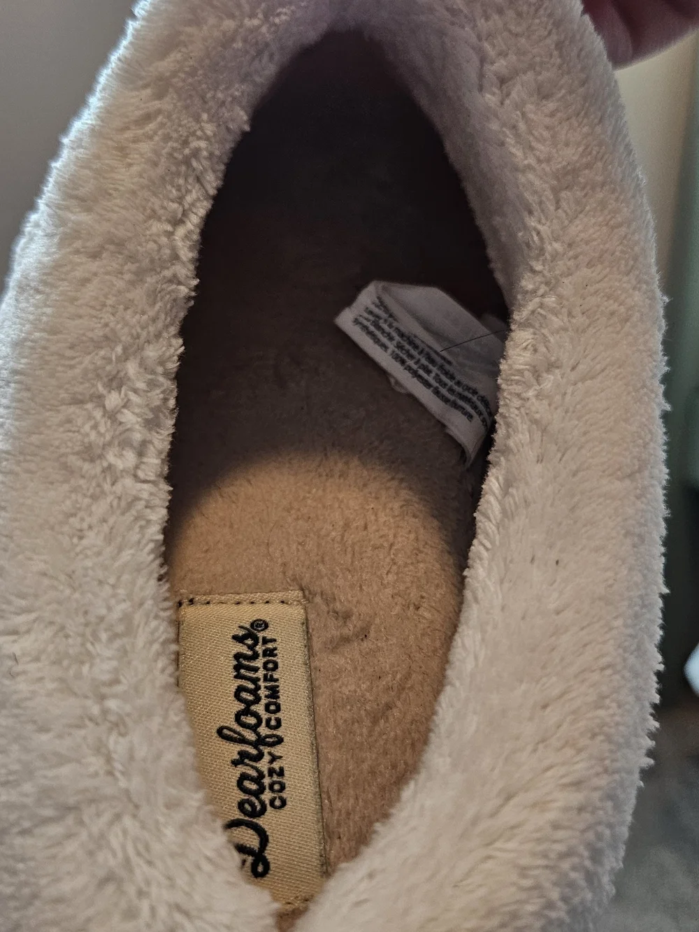 dearfoams Cream Quilted Slip-On Slippers with Plush Collar